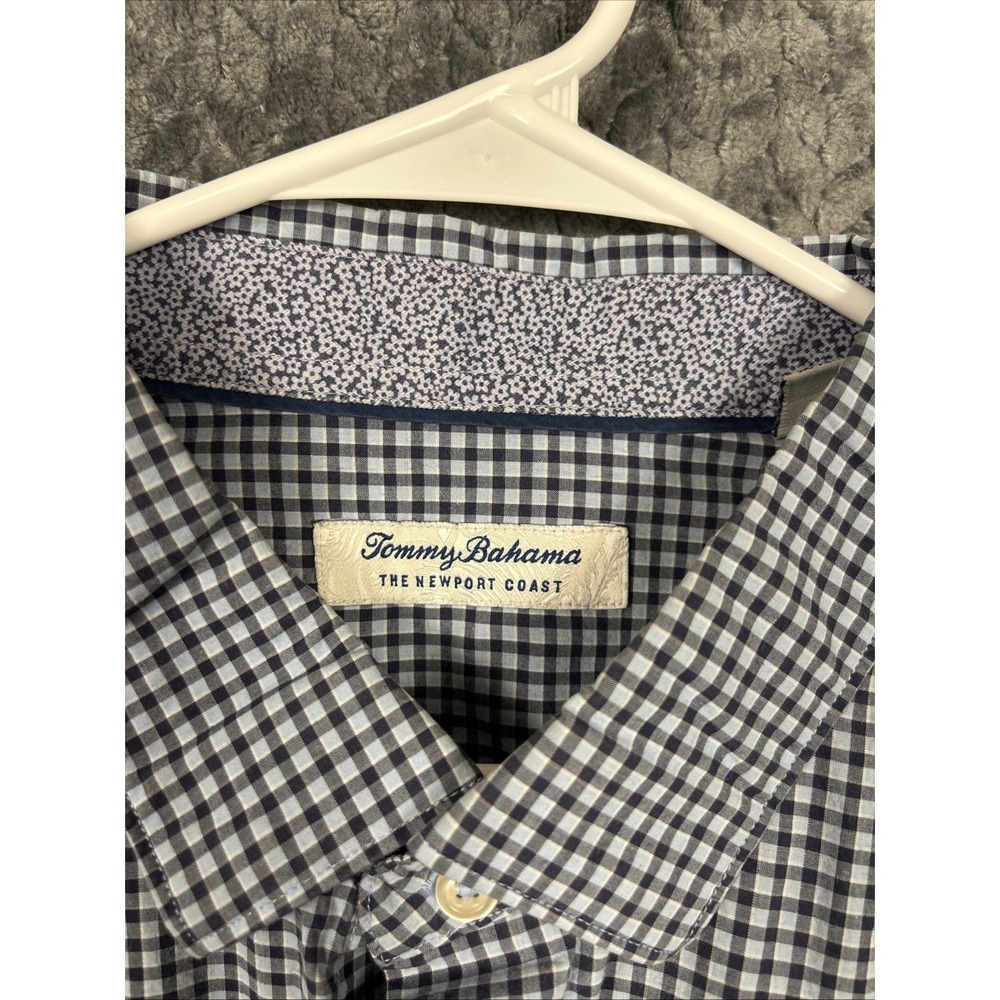 Tommy Bahama Shirt Mens XL Blue The Newport Coast Button Up Plaid Long Sleeve